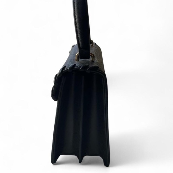 Chic Black Satchel with Gold Heart Accent - Picture 2 of 5